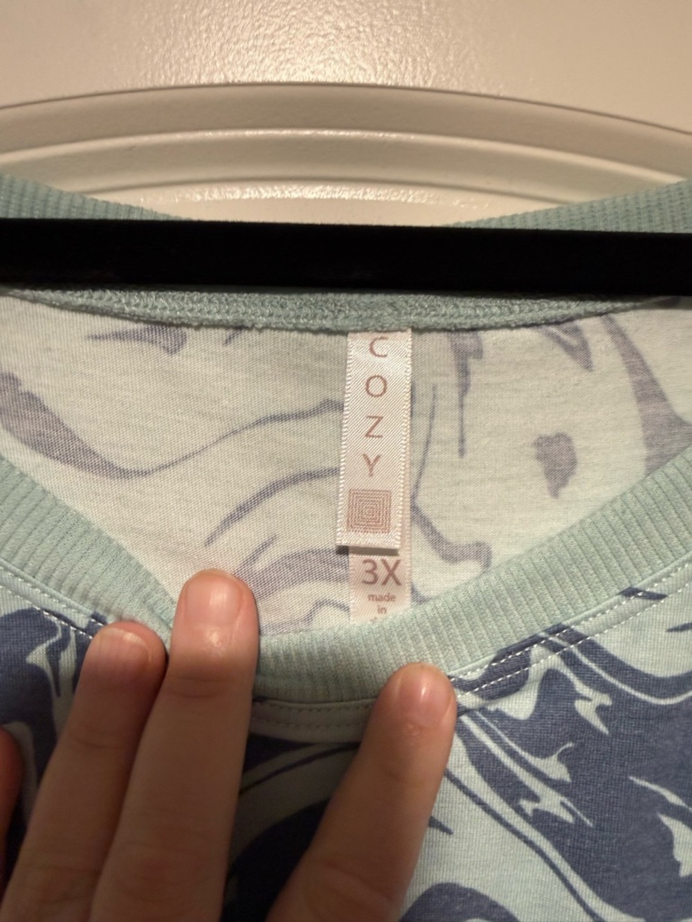 LuLaRoe Light Blue & Navy Marble-Print Tunic - Picture 2 of 3